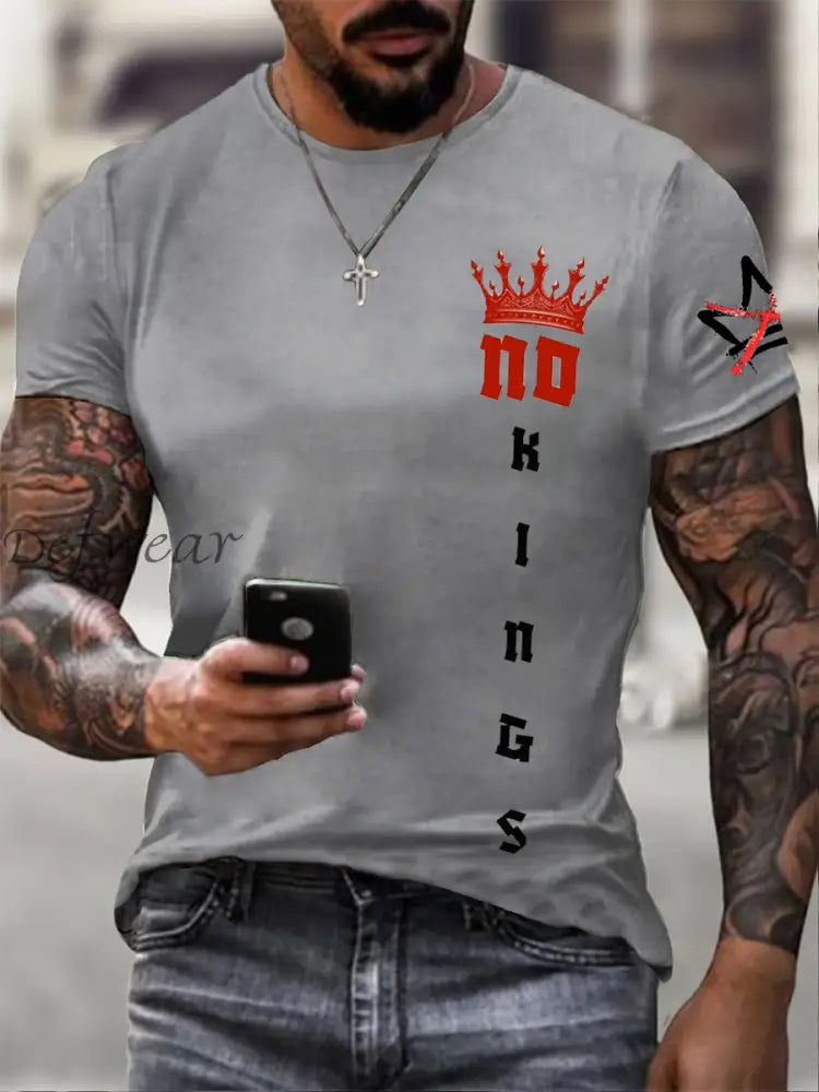 Men’s No Kings short sleeves t-shirt Light Gray / S