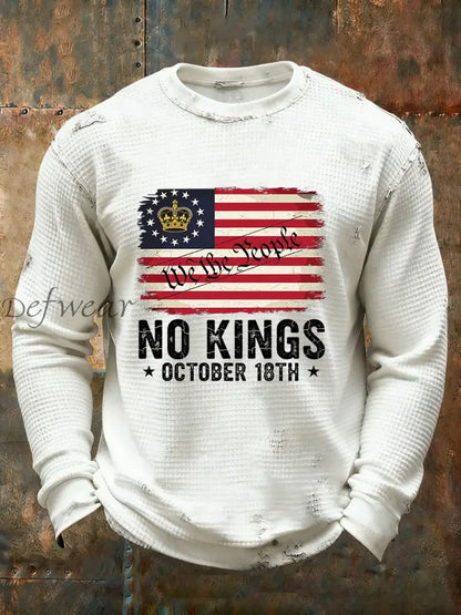 Men’s No Kings Waffle Print Casual T-Shirt White / S