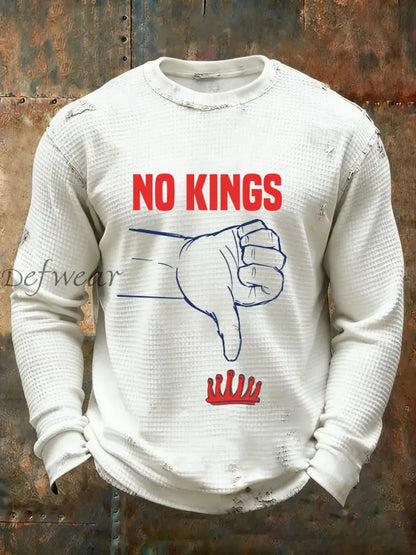 Men’s No Kings Waffle Print Casual T-Shirt White / S