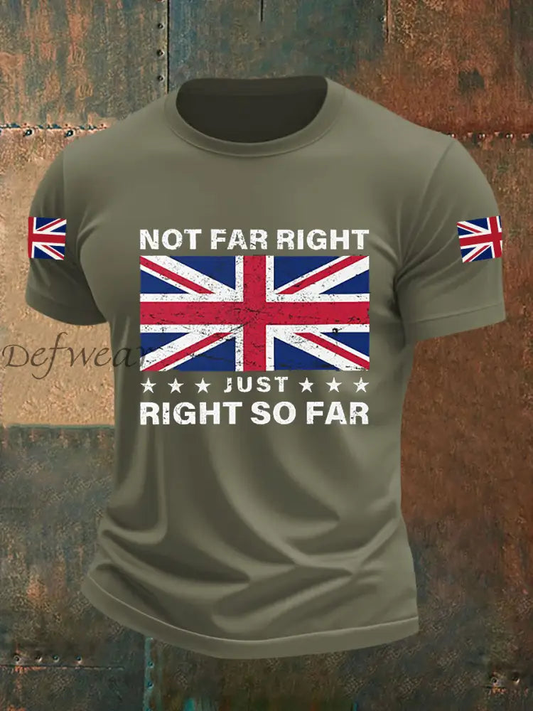 Men’s Not Far Right Just Right So Far Short-sleeved T-shirt Army Green / S