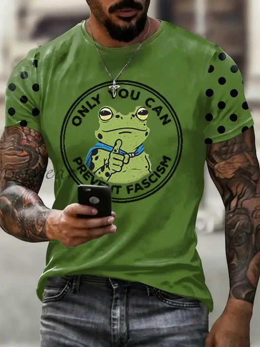 Men’s Only You Can Prevent Fascism Printed T-shirt Green / S