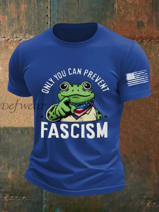 Men’s Only You Can Prevent Fascism Printed T-shirt Royal Blue / S