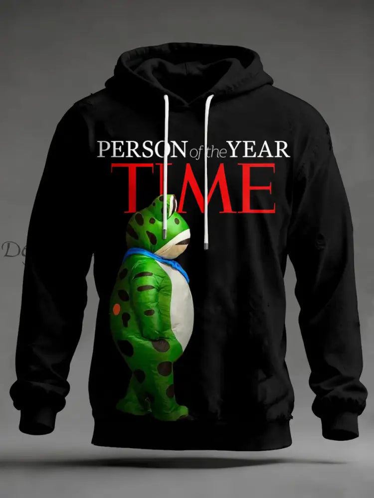 Men’s Polish Frog Person of The Year Print Hoodie Black / S