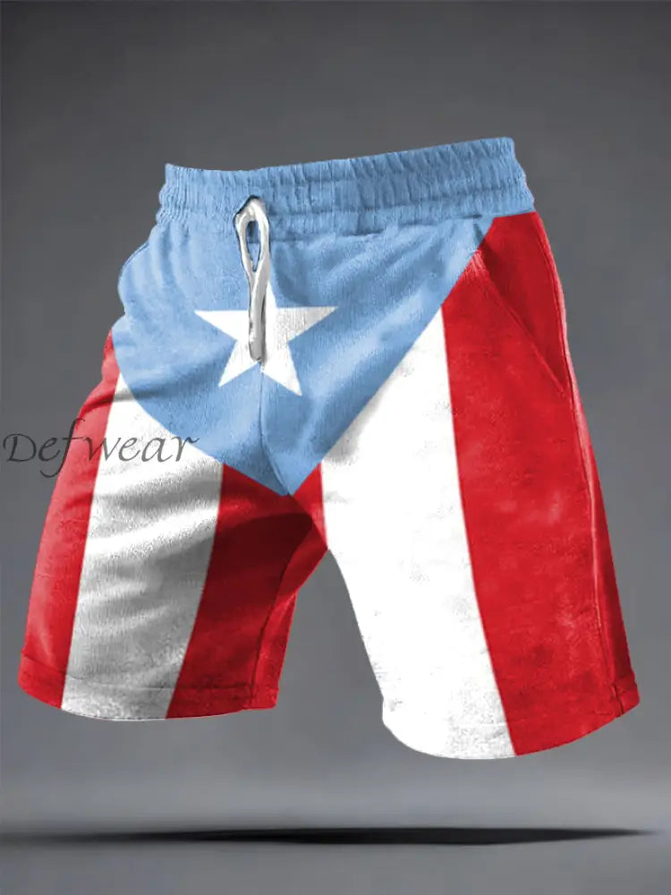 Men’s Puerto Rico Bunny Football Music Lover Printed Shorts As picture / S