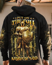 Men’s Put On The Full Armor Of God Printed Hoodie Black / S