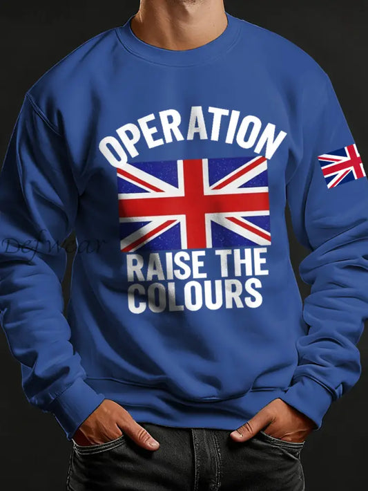 Men’s Raise The Colours Print Crew Neck Sweatshirt Blue / S