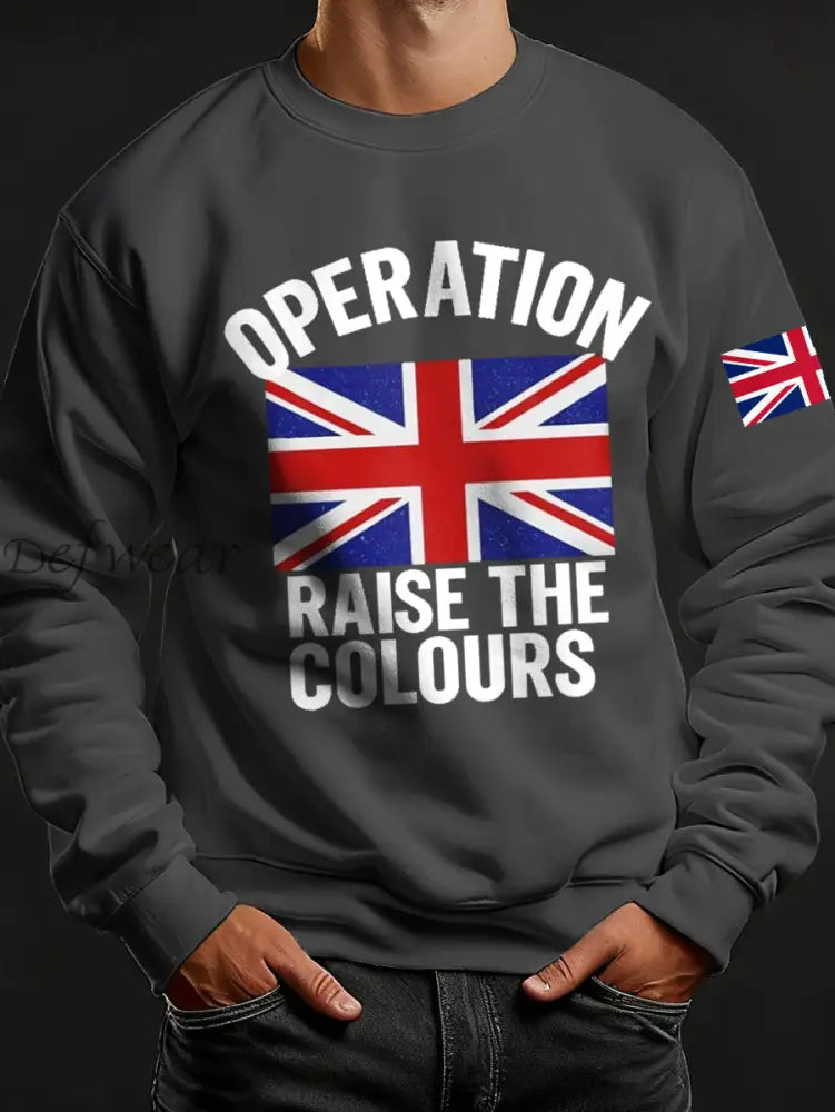 Men’s Raise The Colours Print Crew Neck Sweatshirt Dark Gray / S