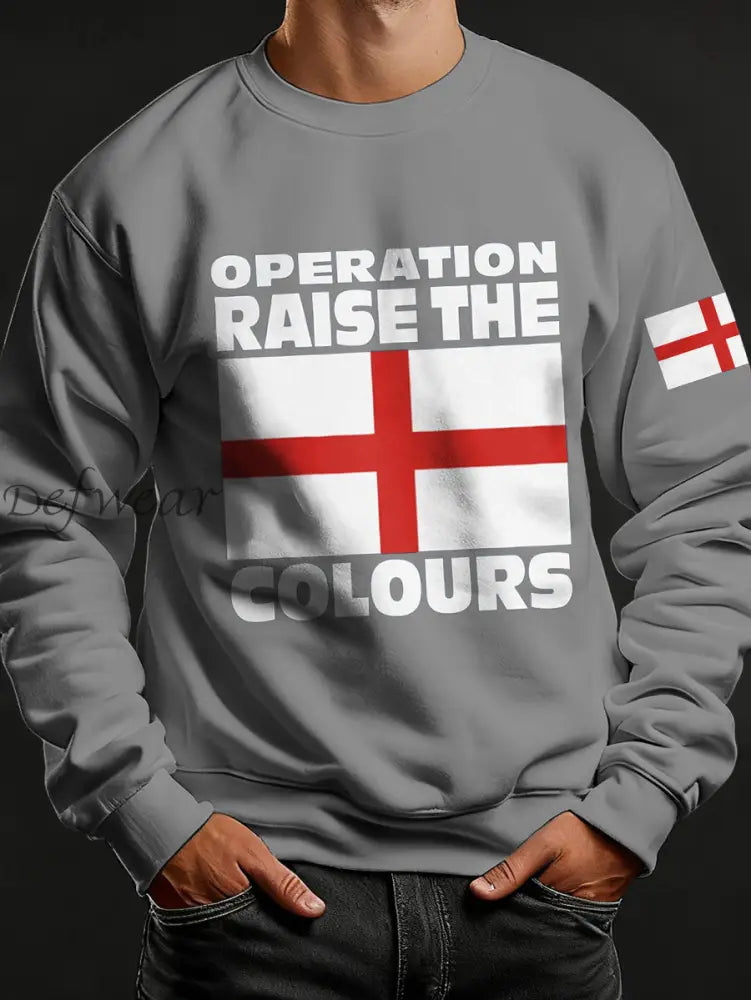 Men’s Raise The Colours Print Crew Neck Sweatshirt Light Gray / S