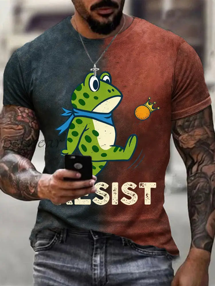 Men’s Resist Frog No Kings In America Printed Short Sleeve T-shirt As picture / S