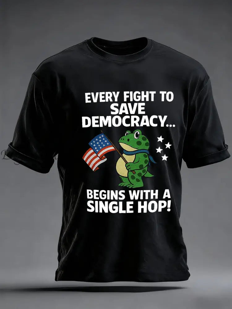 Men’s Resist Frog No Kings In America Printed Short Sleeve T-shirt Black / S