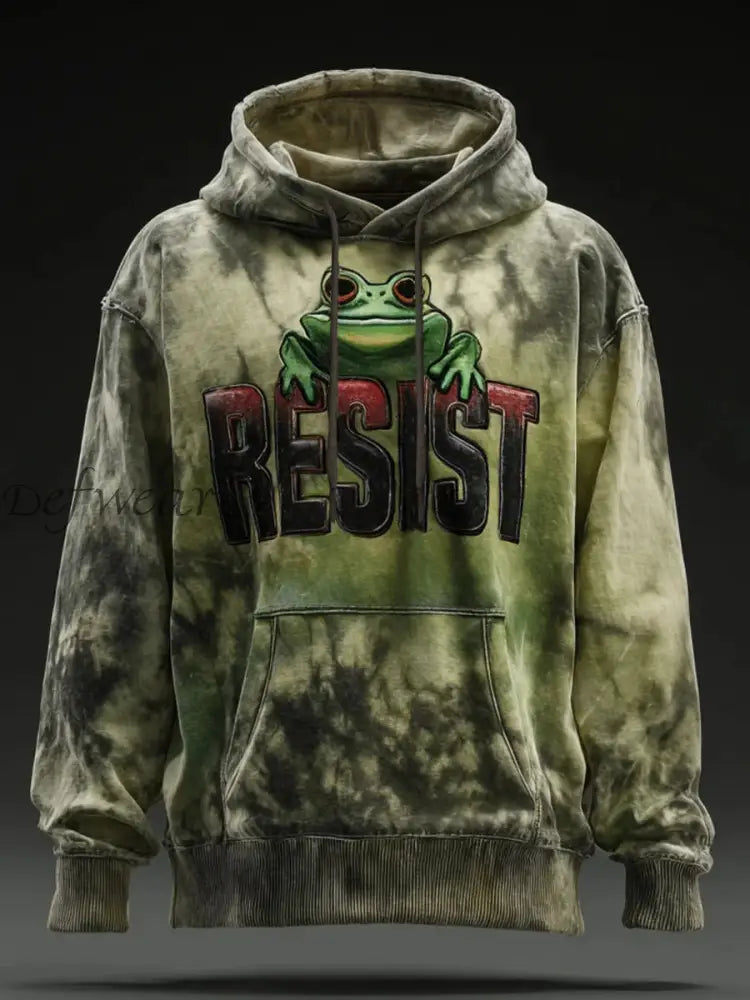 Men’s Resist Frog Print Casual Hoodie As picture / S