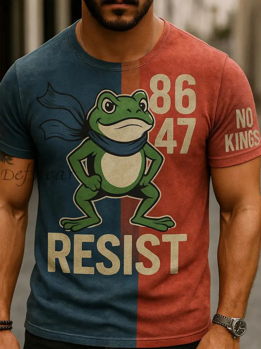 Men’s Resist Frog Print Casual T-shirt As picture / S
