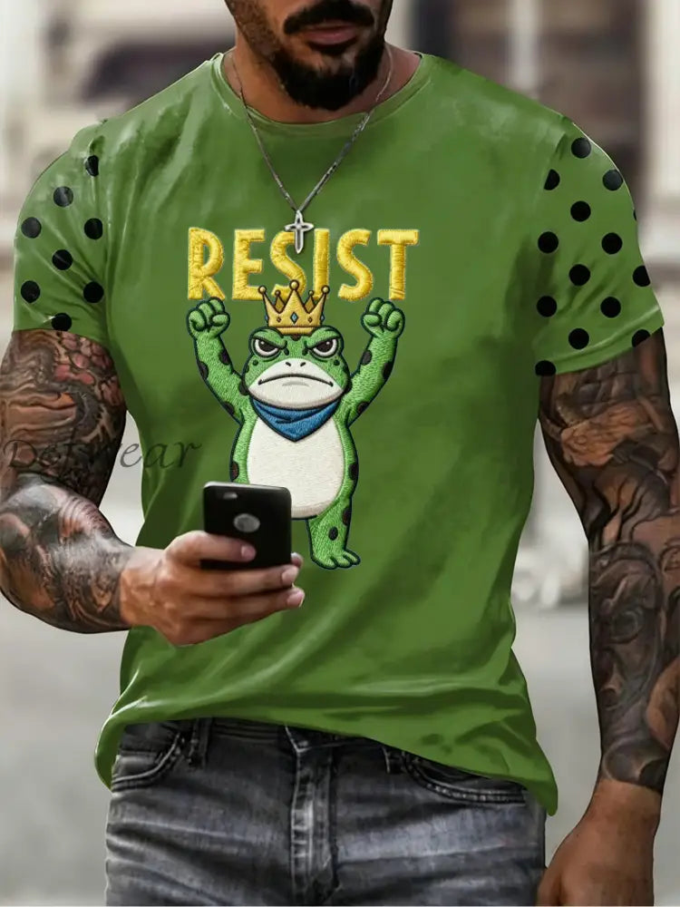 Men’s Resist Frog Printed T-shirt As picture / S