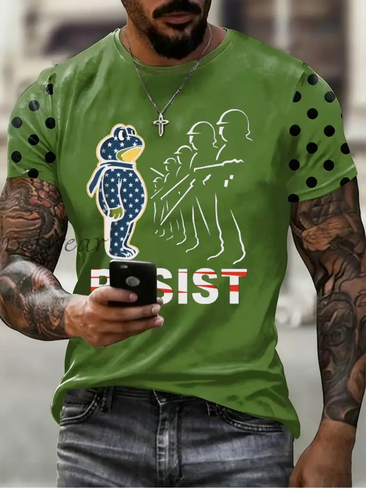 Men’s Resist Frog Printed T-shirt As picture / S