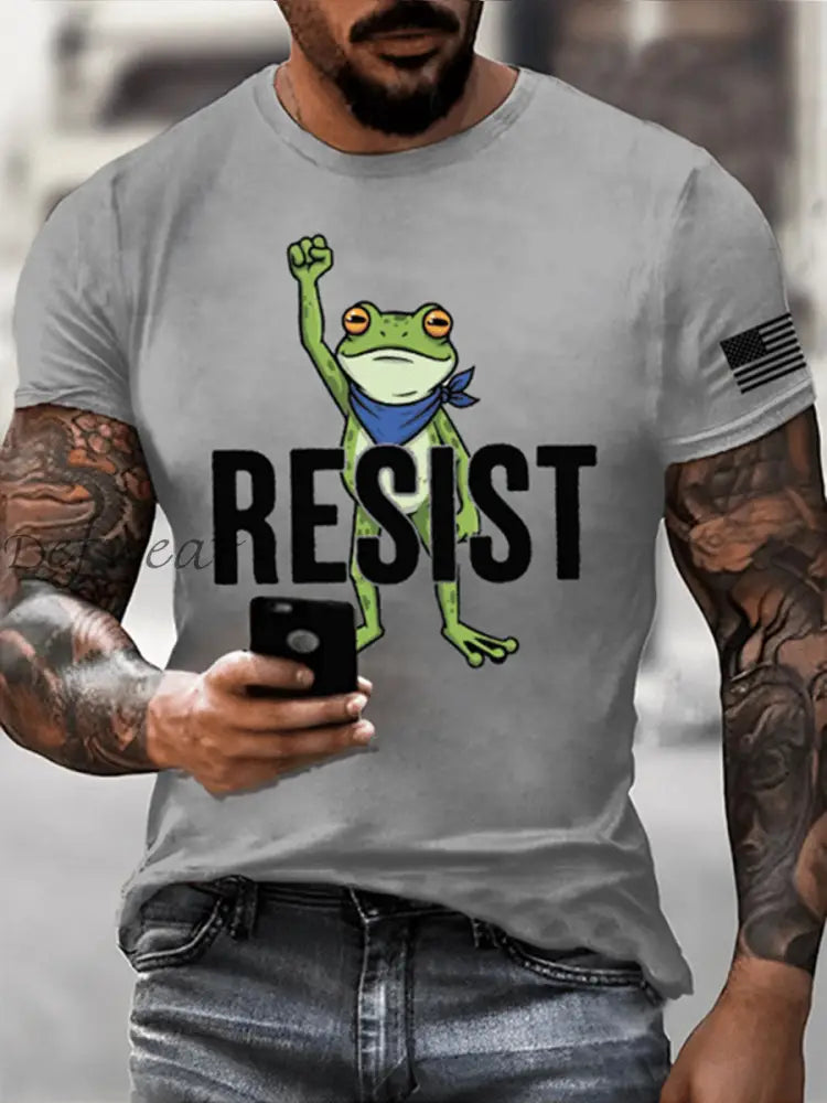 Men’s Resist Frog Short-sleeved T-shirt Light Gray / S