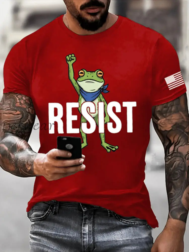 Men’s Resist Frog Short-sleeved T-shirt Pure Red / S