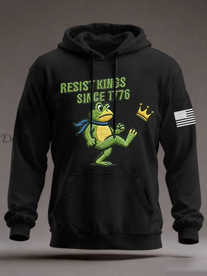 Men’s Resist Kings Since 1776 Oversized Drop-Shoulder Hoodie With Pockets Black / S