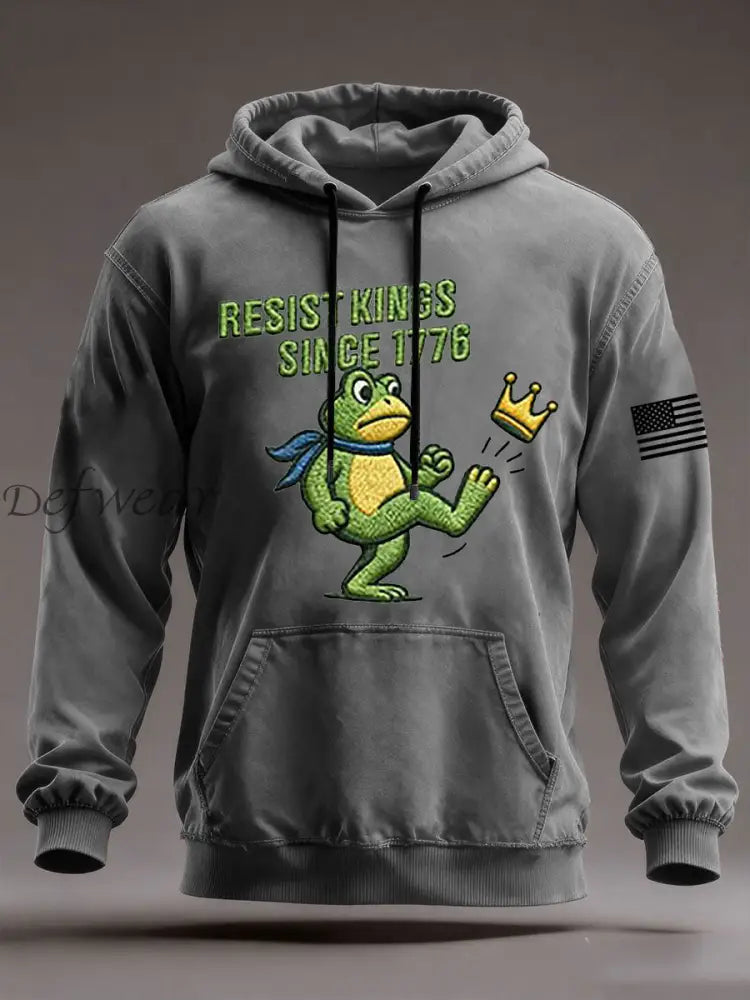 Men’s Resist Kings Since 1776 Oversized Drop-Shoulder Hoodie With Pockets Gray / S