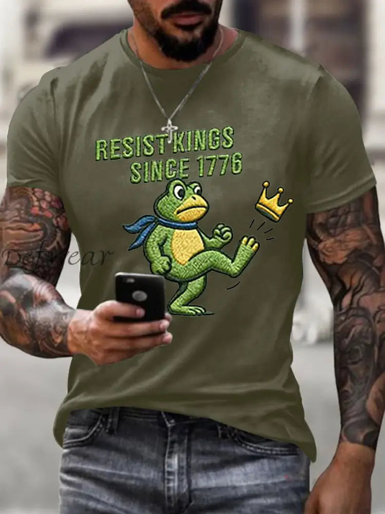 Men’s Resist Kings Since 1776 Short-sleeved T-shirt Army Green / S