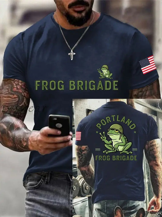 Men’s Resist Portland Frog Cotton Short-Sleeved T-shirt Navy Blue / S