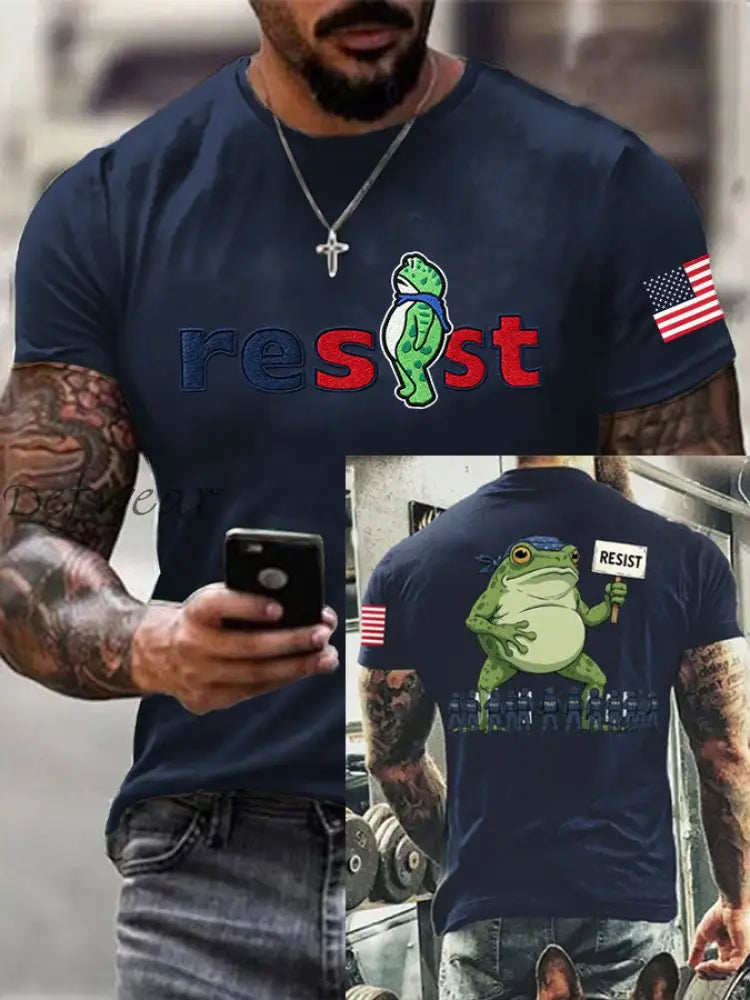 Men’s Resist Portland Frog Cotton Short-Sleeved T-shirt Navy Blue / S