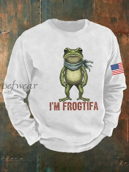 Men’s Retro Resist Frog Crew Neck Sweatshirt White / S