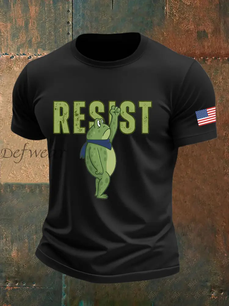 Men’s Retro Resist Frog Printed T-shirt Black / S