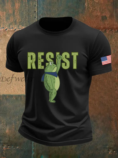 Men’s Retro Resist Frog Printed T-shirt Black / S