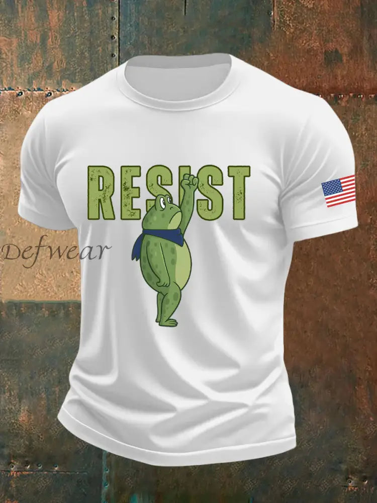 Men’s Retro Resist Frog Printed T-shirt White / S