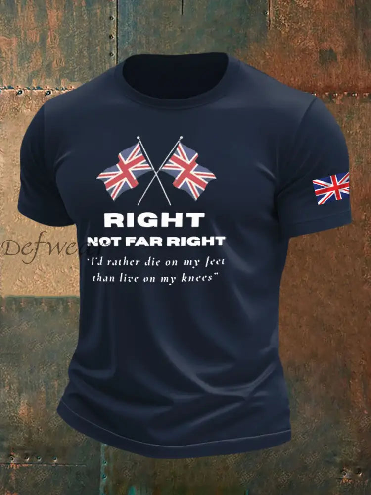 Men’s Right Not Far Right Printed imitation cotton short-sleeved T-shirt Navy Blue / S