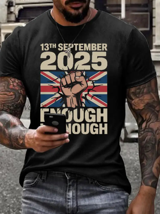 Men’s September 13th 2025 London Protest imitation cotton short-sleeved T-shirt Black / S