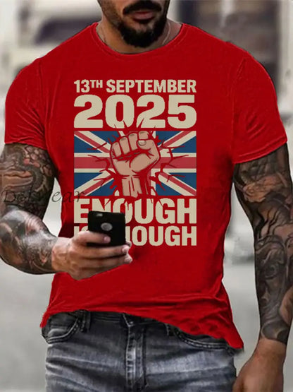 Men’s September 13th 2025 London Protest imitation cotton short-sleeved T-shirt Pure Red / S