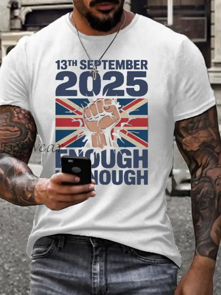 Men’s September 13th 2025 London Protest imitation cotton short-sleeved T-shirt White / S