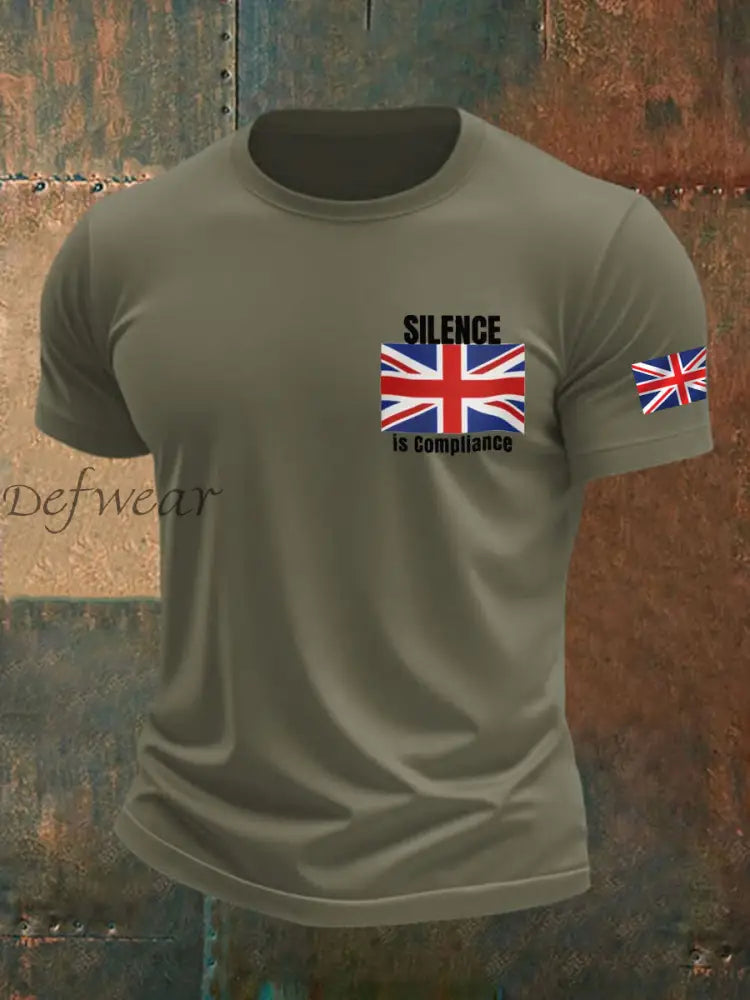 Men’s Silence is Compliance imitation cotton short-sleeved T-shirt Army Green / S