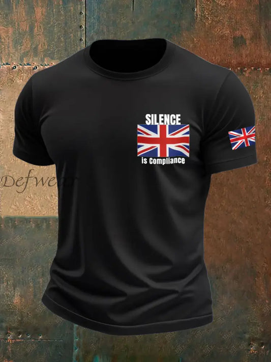 Men’s Silence is Compliance imitation cotton short-sleeved T-shirt Black / S
