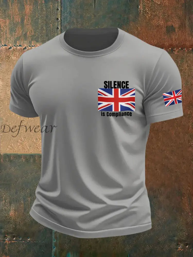 Men’s Silence is Compliance imitation cotton short-sleeved T-shirt Light Gray / S