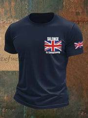 Men’s Silence is Compliance imitation cotton short-sleeved T-shirt Navy Blue / S