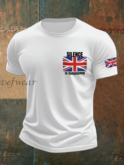 Men’s Silence is Compliance imitation cotton short-sleeved T-shirt White / S