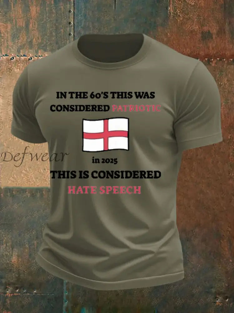 Men’s St George Cross England Flag imitation cotton short-sleeved T-shirt Army Green / S