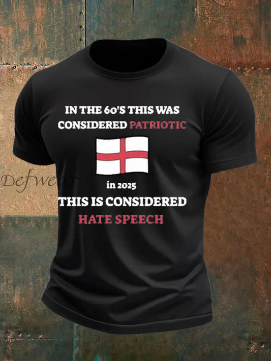 Men’s St George Cross England Flag imitation cotton short-sleeved T-shirt Black / S