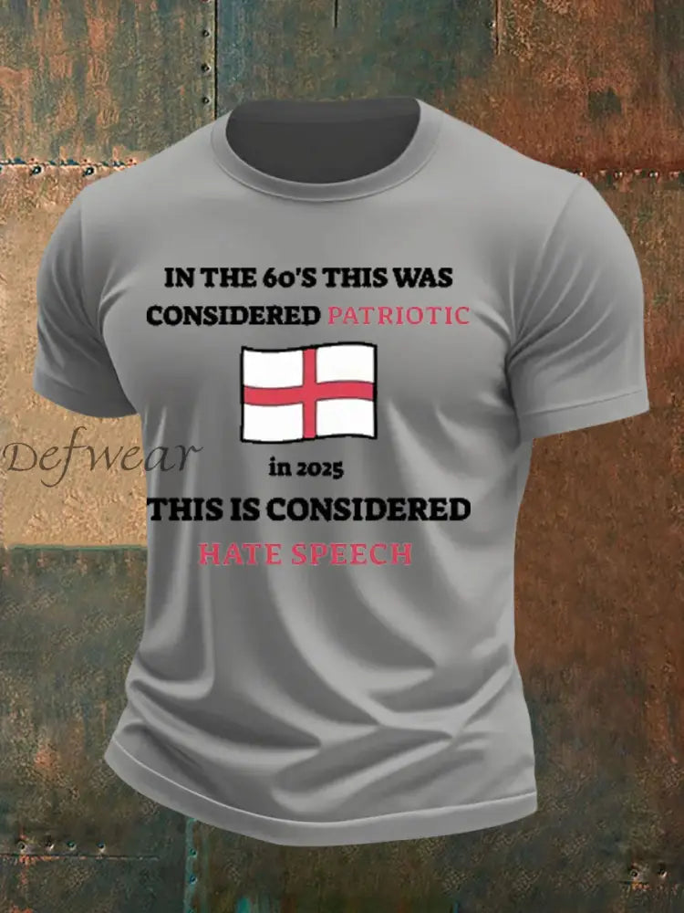 Men’s St George Cross England Flag imitation cotton short-sleeved T-shirt Light Gray / S