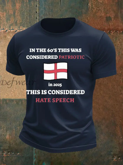 Men’s St George Cross England Flag imitation cotton short-sleeved T-shirt Navy Blue / S
