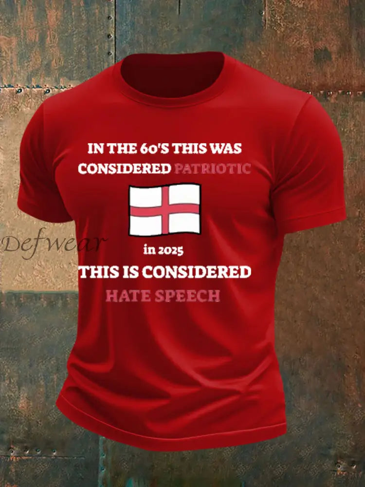 Men’s St George Cross England Flag imitation cotton short-sleeved T-shirt Pure Red / S