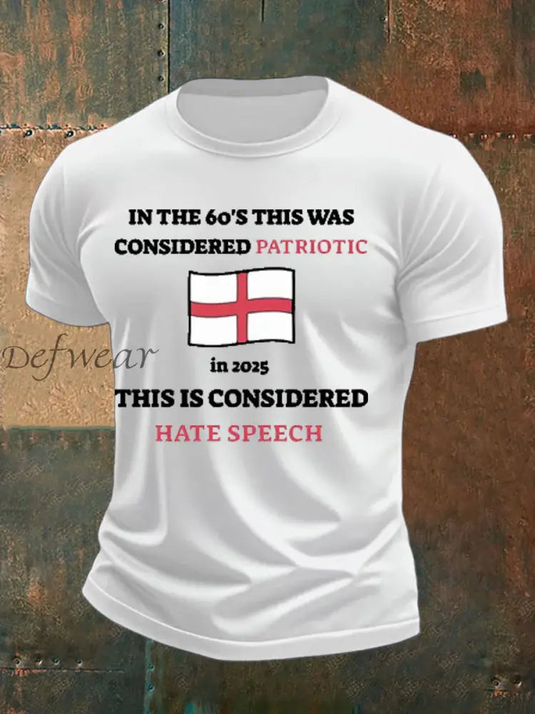 Men’s St George Cross England Flag imitation cotton short-sleeved T-shirt White / S