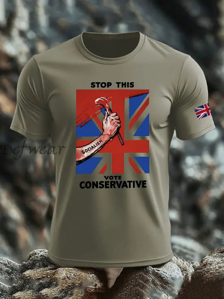 Men’s Stop this Vote Conservative imitation cotton short-sleeved T-shirt Army Green / S