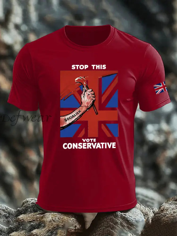 Men’s Stop this Vote Conservative imitation cotton short-sleeved T-shirt Deep Red / S
