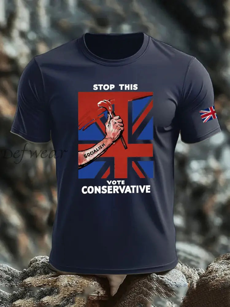 Men’s Stop this Vote Conservative imitation cotton short-sleeved T-shirt Navy Blue / S