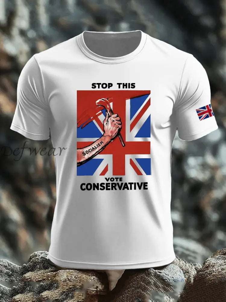 Men’s Stop this Vote Conservative imitation cotton short-sleeved T-shirt White / S