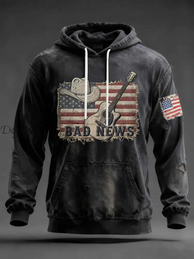 Men’s The Fading of the Red White and Blue Hoodie Dark Gray / S