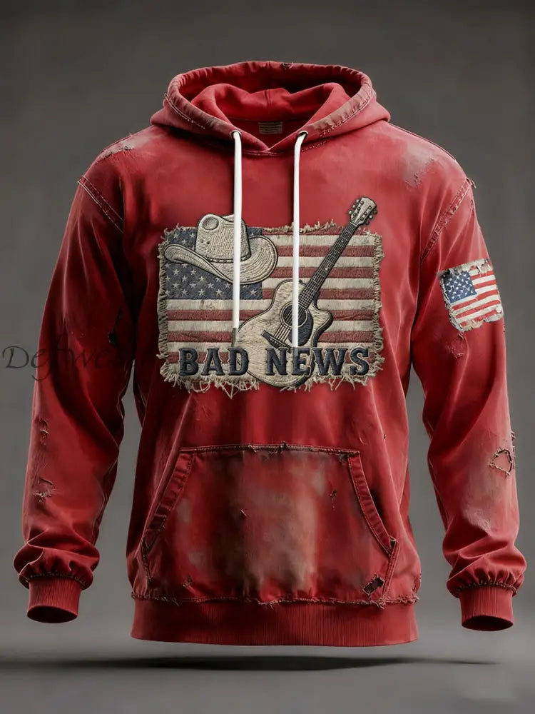 Men’s The Fading of the Red White and Blue Hoodie Red / S